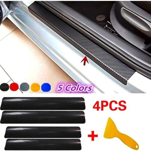 4Pcs/set Car Film Door Sill Scuff Carbon Fiber Threshold Vinyl Stickers Anti Scratch Protective Film Multifunctional Car Sticker