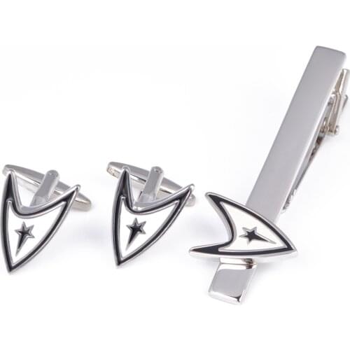 Star Trek Tie Clips Cufflinks Set High-end Mens Gifts Business Banquet Party Suit French Shirt Buttons Trendy Cuff Links Set