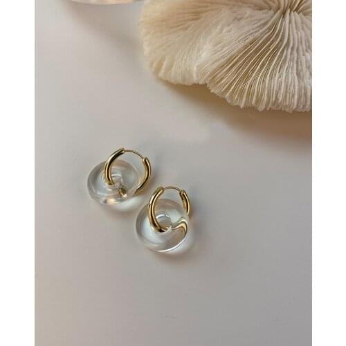 AENSOA Round Transparent Acrylic Hoop Earrings For Women Girls 2021 Unusual Fashion Geometric Pendant Statement Jewelry Gifts