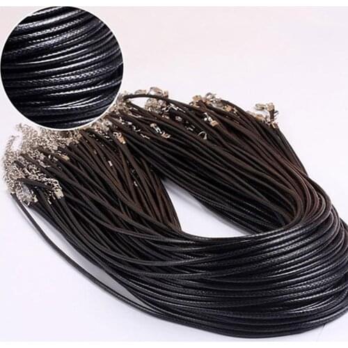 10Pcs Real Handmade Leather Adjustable Braided Rope Necklaces & Pendant Charms Findings Lobster Clasp String Cord 2 Mm