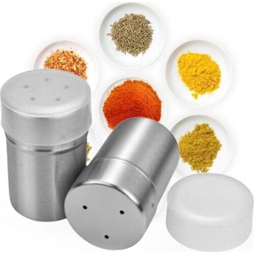 2Pcs Pepper Shakers Mirror Polishing Rust-proof Stainless Steel Seasoning Spice Dispenser Shaker for Home