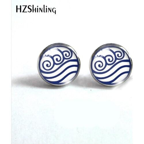 2020 New Fashion Round Glass Dome Cabochon avatar the last airbender Stud Earrings for women Jewelry