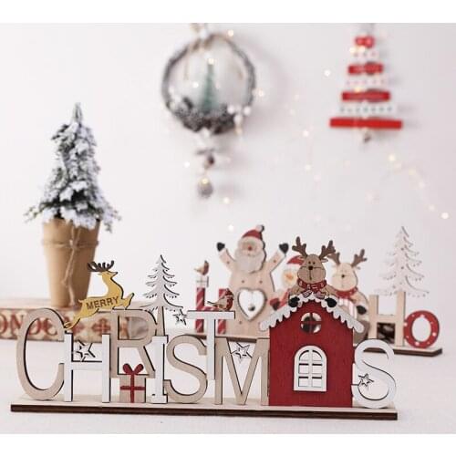 Elk Craft Christmas Tree Ornament Noel Christmas Decoration Xmas Wood Wooden 2021 New Year Natural Pendant Navidad Gift for Home