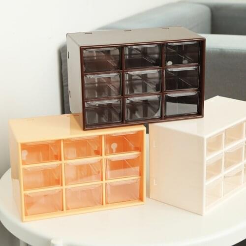 3 Color Durable Cartoon 9 Grids Drawer Jewelry Eraser Tape Lipstick Stationery Storage Box Office Desk School Household H6399