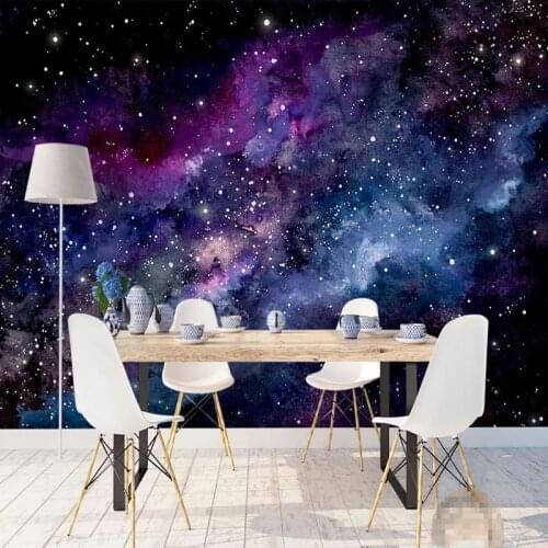Custom 3D Poster Wall Painting Blue Purple Starry Sky Photo Wallpaper Large Mural Living Room Bedroom Decoration Papel De Parede