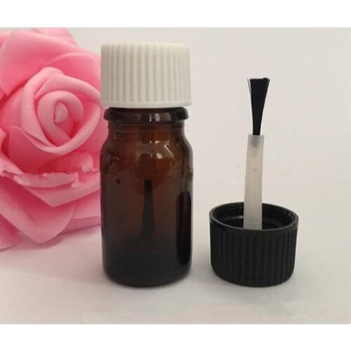 5ml Empty amber Nail polish bottle glass bottle essential oil container with brush cap For Cosmetic F069