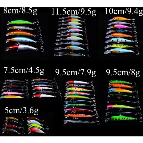 61pcs Mixed Models Minnow Lure isca Artificial Professional Crankbait pesca Wobblers bass carp Fishing Tackle With 3D Eyes