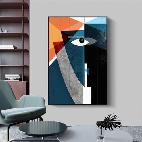 Abstract Geometric Face Modular Canvas Painting on The Wall Posters and Prints Wall Picture for Living Room Home Decoration
