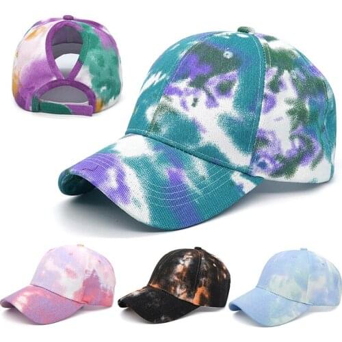 2021 Tie Dye Ponytail Baseball Cap Women Cotton Caps Casual Summer Snapback Hat Brim Dad Hats Female high quality