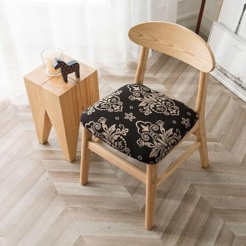 Airldianer Printing Chair Seat Covers Removable Washable Anti-Dust Stretch Spandex Dining Room Upholstered Chair Seat Slipcovers