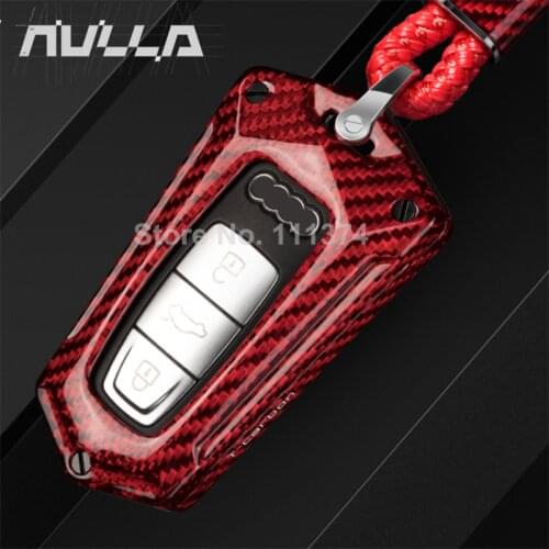 Carbon Fiber Car Key Case Shell Cover Decoration For Audi A6L A7 A8 Car Interior Accessories