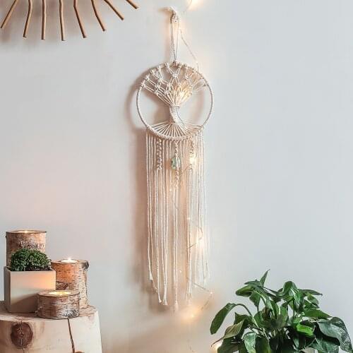 Tree Of Life Macrame Wall Hanging Home Decor Bohemian Aesthetic Room Dream Catchers for Wedding Party Favor Bedroom Nursery
