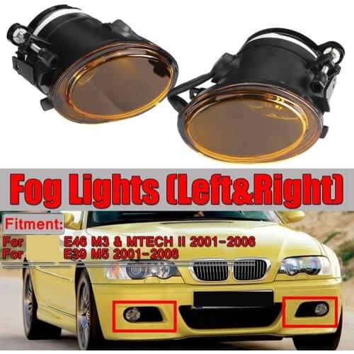 DHBH-2PCS Car Front Fog Lights Fog Lamp Yellow Replacement for-BMW E46 M3 Mtech II E39 M5 2001-2006 63177894017 63177894018