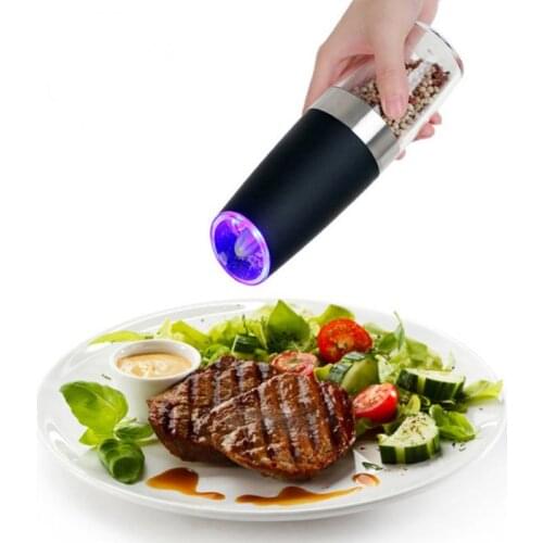 Electric Pepper Mill Stainless Steel Automatic Gravity Induction Salt And Pepper Grinder Kitchen Spice Grinder Tools With LED