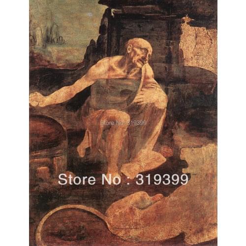 Leonardo Da Vinci Oil Painting Reproduction on Leonardo Da Vinci,St-Jerome ,Museam Qual, Free Fast Shipping, 100% handmade
