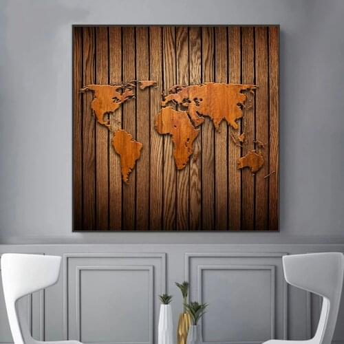 A Map Of The World Retro Old Art Canvas Paintings Posters Prints Cuadros Wall Art Picture For Living Room Home Decoration