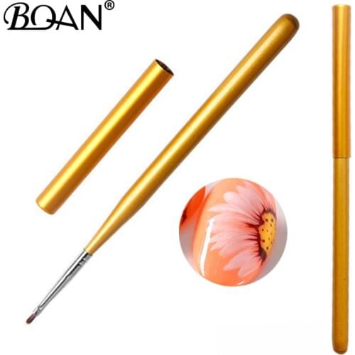 BQAN Gold Petal Nail Brush Pearl Acrylic Nail Art Liner Brush French Lines Stripes Grid Flower Painting Drawing PenManicure Tool