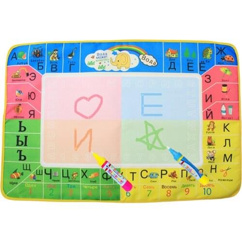 45x29cm 4 Colors Russian Language Water Drawing Mat with 2 pcs Magic Pens Doodle Painting Rug Gift for Kids Educational Toys