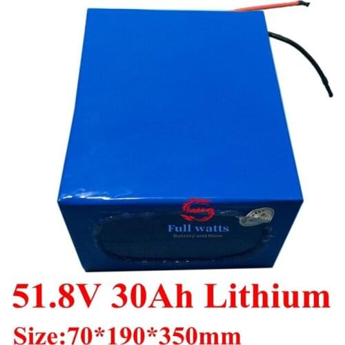 Li ion 52V 51.8V 30AH lithium battery BMS 14S 51.8V for 48v 2500W Mountain bike Electric Vacuum Cleaner scooter + 5A charger