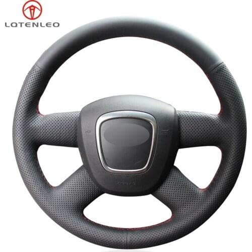 LQTENLEO Black PU Artificial Leather Car Steering Wheel Cover for Audi A4 (B8) 2004-2012 A6 (C6) 2004-2011