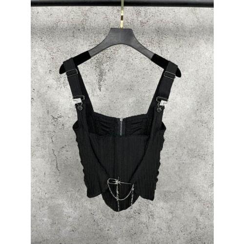 Fashion ladies 2021 new sexy sleeveless casual solid color chain vest 1223
