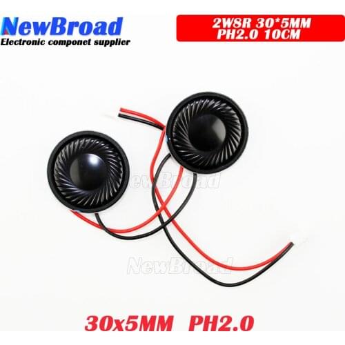2pcs/lot New Ultra-thin speaker 8 ohms 2 watt 2W 8R speaker Diameter 30MM 3CM thickness 5MM with 1.25mm terminal wire length 10C