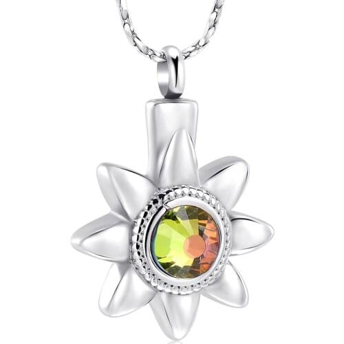 Cremation Jewelry Urn Necklace Keepsake Ashes Memorial Locket with Crystal Sunflower Ashes pendant Jewelry Gifts for Women