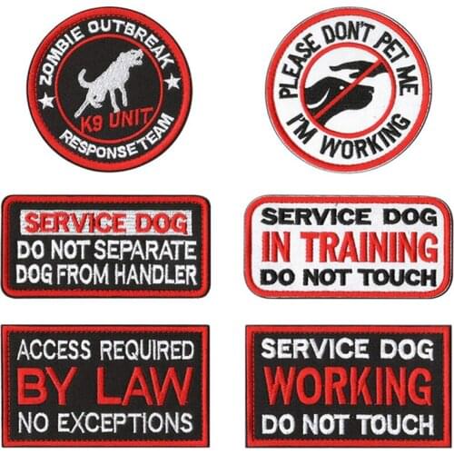 Pet Embroidery Dog Patches for Clothes Pet Accessories Iron On Dog Patch Hook & Loop Emblem Service Dog Sticker for Harness