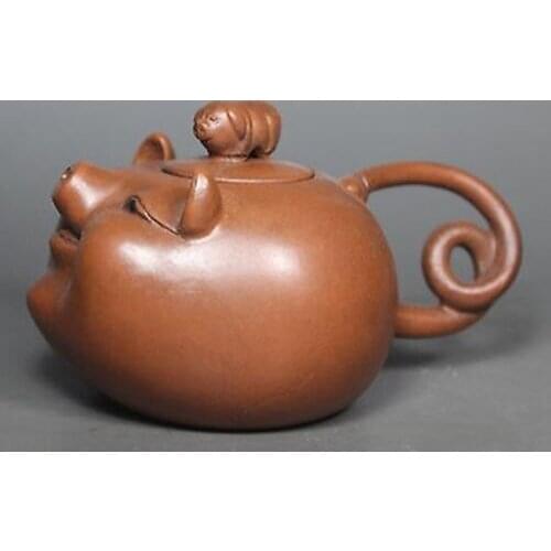 Elaborate Chinese Old Purple Clay Wonderful Handwork Lovely Pig Tea Pot