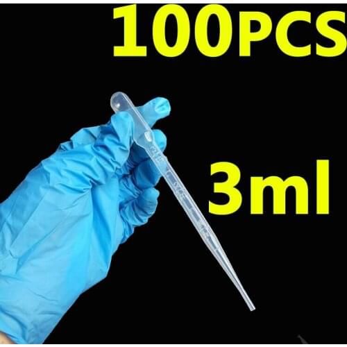 100PCS/Lot 3ML Transparent Pipettes Disposable safe Plastic Eye Dropper Transfer Graduated Pipettes