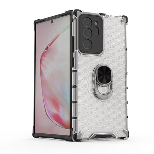 Clear Shockproof Hard PC Back Cases for Samsung S21 Note 20 Ultra 10 S21 Plus A52 A72 A32 A42 A71 A51 With Metal Ring Holder