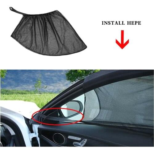 2pcs Car Front&Rear Side Window Sun Visor Shade Mesh Cover insulation anti-mosquito Fabric Shield UV Protector Sunshade Curtain
