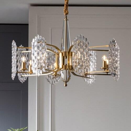 Modern Copper Pendant Lights Lustre Crystal Glass Deco Led Lamp Bedroom Living Dining Room Indoor Lighting Hanging Light Fixture