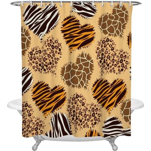 Waterproof Shower Curtains Love Pattern Yellow Geometric Shower Curtain Frabic Polyester Bathroom decor Curtain
