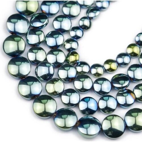 Green Coin Hematite Natural Stone Beads 6/8/10mm Flat Round Spacer Loose For Jewelry Making Diy Bracelets Accessories Fiindings