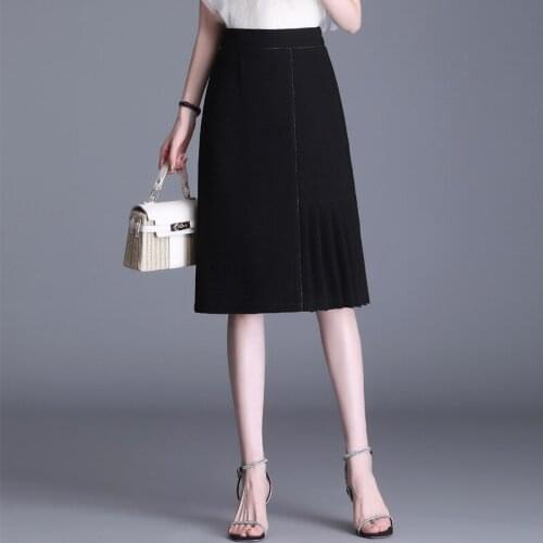 Women Plus Size 4XL High Waist Black Bodycon Pencil Skirt Summer Office Lady Elegant Fashion Slim Casual Knee-length Skirts 9167