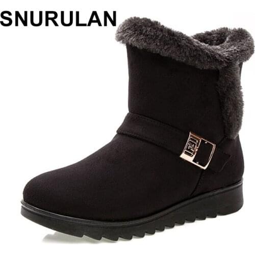 SNURULANwomens boots 2019fashion warm snow boots womens winter ankle boots Shoes black red plus size 41E024