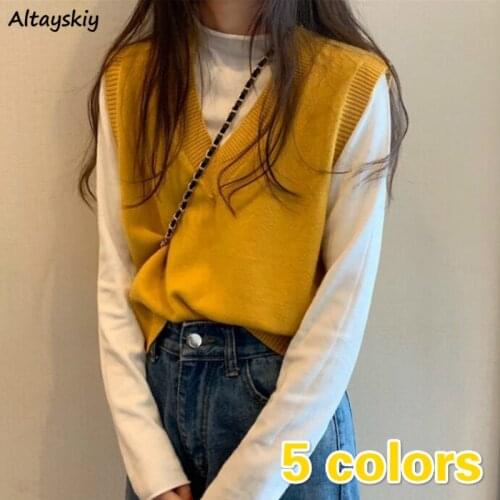 Pullovers Women V-neck Trendy Sweet Simple Loose Autumn Teens Korean Sweater All-match Harajuku Black New Chic Ladies Knitwear