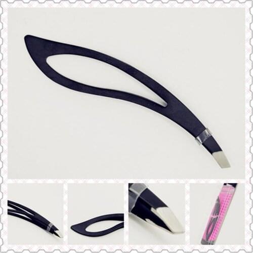1PC Black Color Eyebrow Tweezer Hair Beauty Slanted Puller Stainless Steel Eye Brow Clips Makeup Tool Brand New