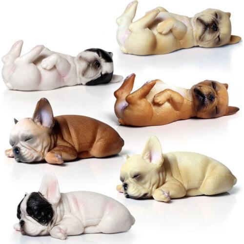 1 PCS Sleep French Bulldog Dog Pet Animal Figure Model Adult Kids Collection Toys Gift Home Decor