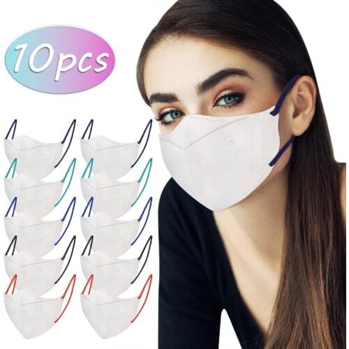 10PCS Adult Unisex Disposable Masks Breathable 3-Layer Meltblown Cloth Black White Protec Pm2.5 Masks Earloop Bandage Masques