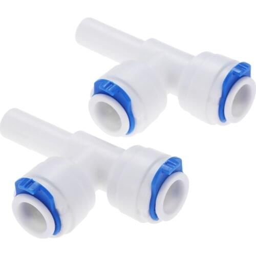 2Pcs T Shape 3 Way RO Water 3/8"OD Hose Coupling 3/8" Pipe Reverse Osmosis Aquarium System Plastic Quick Fitting Connector