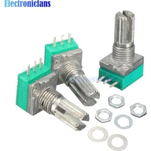 5PCS/Lot 6mm B10K 10K Ohm 3 Pin Single Linear Rotary Potentiometer 15mm Knurled Shaft Potentiometer with Nuts And Washers