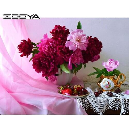 ZOOYA Diamond Mosaic Full Diamond Embroidery Flower &Fruit Diamond Cross Stitch Crystal Square Diamond Set Home Decorative F604