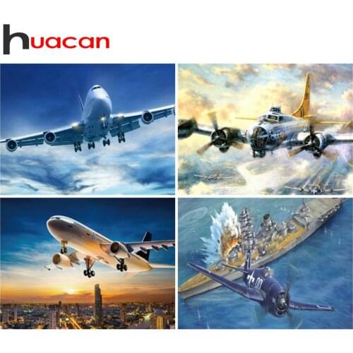 Huacan 5D Diamond Painting Landscape Aircraft Full Square Rhinestone Picture Diamond Embroidery Mosaic Cross Stitch Home Decor