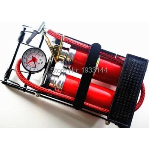 Car TWO pump air compressor Car-styling Foot Air Pump 100PSI Car Vehicle Tires Bicycle Bike Motorbike Ball Inflator high quality