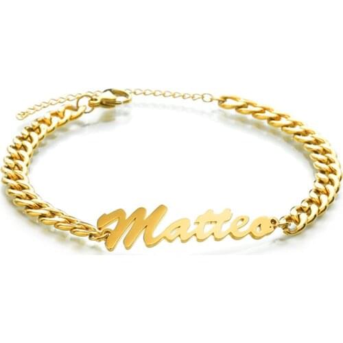 5mm Width Stainless Steel Personalized Customized Cuban Chain Bracelet for Women Men Custom Name Bangles Jewelry Couple Gift