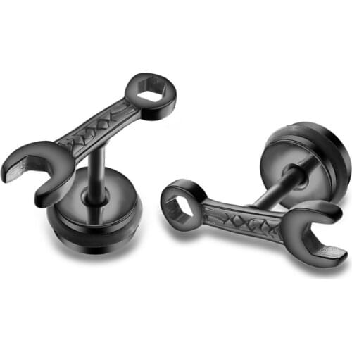 FATE LOVE Brand Punk Stainless Steel Male Men Stud Earrings Black Silver Gold Color Fashion Jewelry