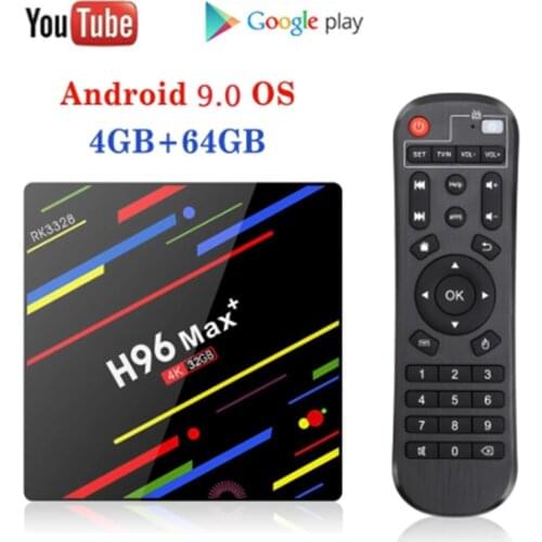 Caixa de tv h96 max plus, android 9.0, 4gb, 32gb, 64gb, rk3328 h.265 4k youtube google play smart tv h96max