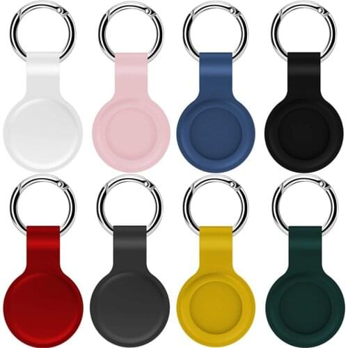 For Apple Airtags Tracker Case Soft Silicone Protective Cover Anti-Lost Stainless Steel Keychain for Airtag Cases